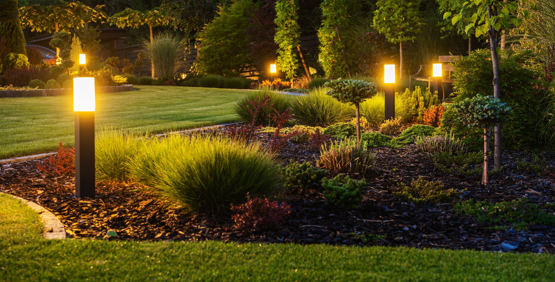 Professional landscape lighting installation in the Flathead Valley